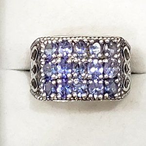 Tanzanite fancy band ring in Platinum over 925 Sterling Silver 3.00ct sz 8
